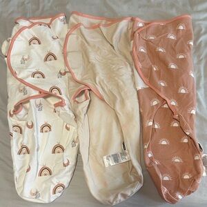 Set of Baby Swaddle Blankets with Rainbow and Sun Patterns
